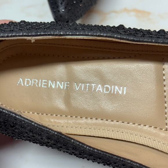 Adrienne Vittadini Fiona Pump Heels Woman 8 Black Beaded Block Heel‎ Pointed Toe - Picture 12 of 14